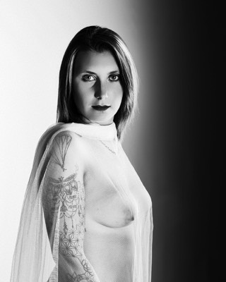  Black and white woman portrait in studio 