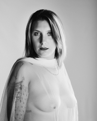  Black and white woman portrait in studio 