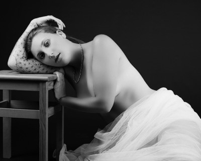  Black and white woman portrait in studio 