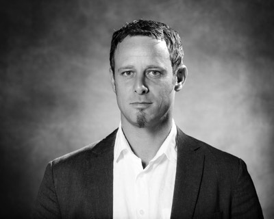  man corporate black and white portrait in studio 