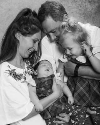  Family black and white portrait in studio 
