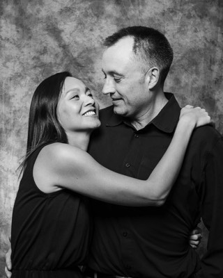  couple black and white portrait in studio 
