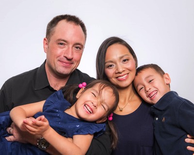  Family color portrait in studio  