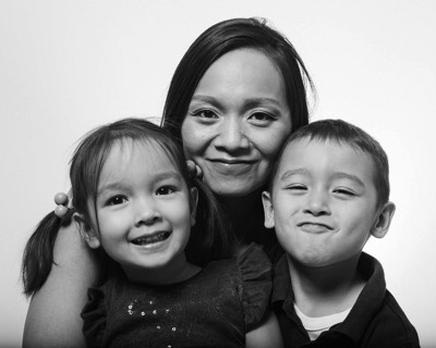  Family black and white portrait in studio  