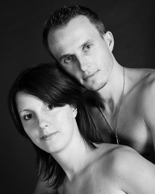  couple black and white portrait in studio 