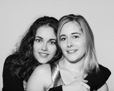  sisters black and white portrait in studio 
