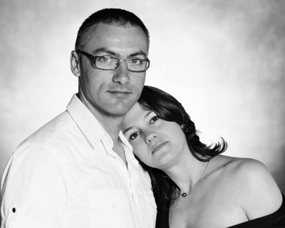  black and white couple portrait in studio 