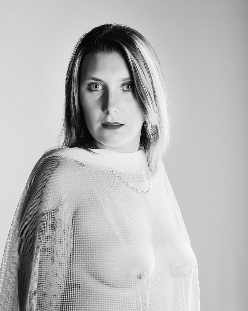  Black and white woman portrait in studio 