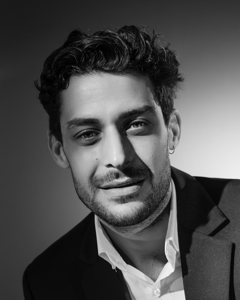  man corporate black and white portrait in studio 