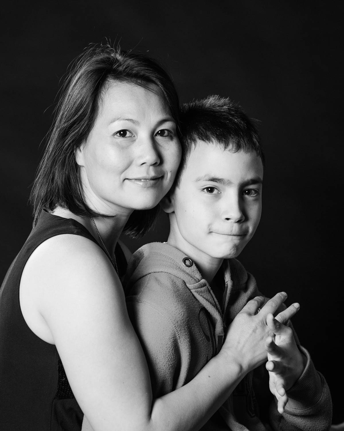  Family black and white portrait mother and son 