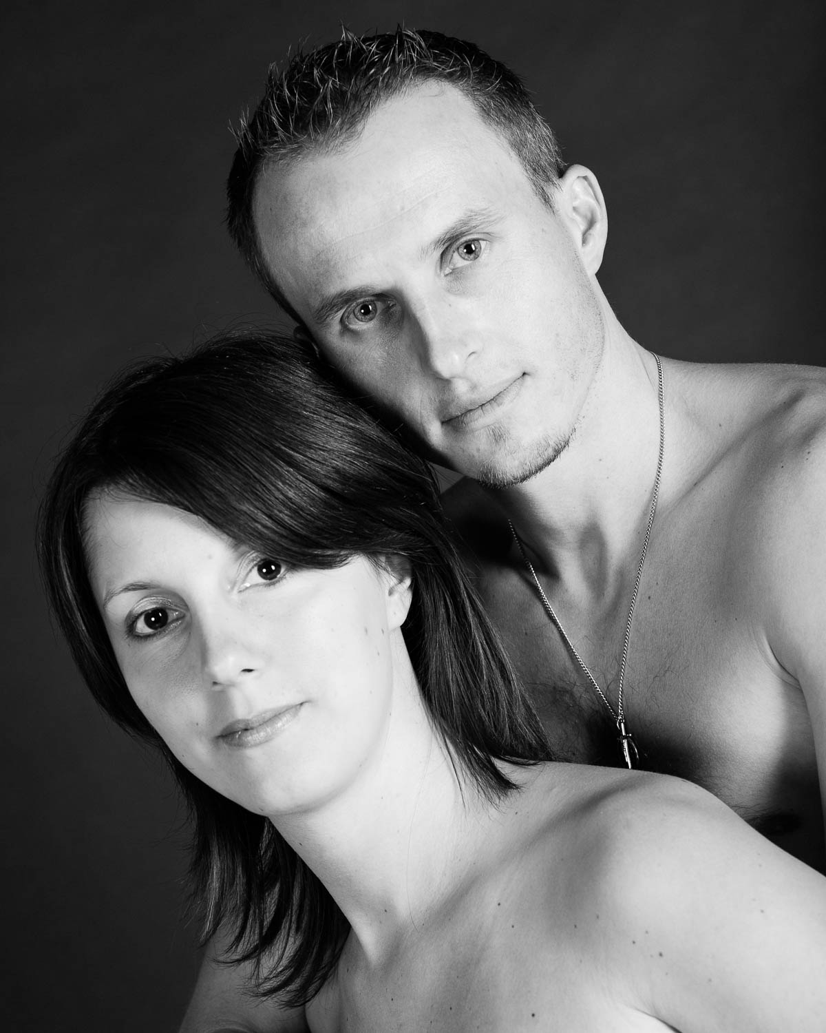  couple black and white portrait in studio 