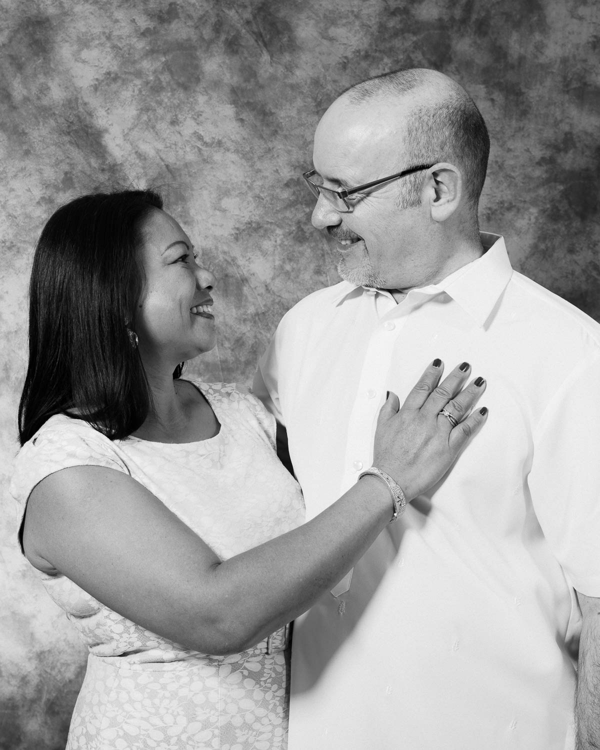  black and white couple portrait in studio 