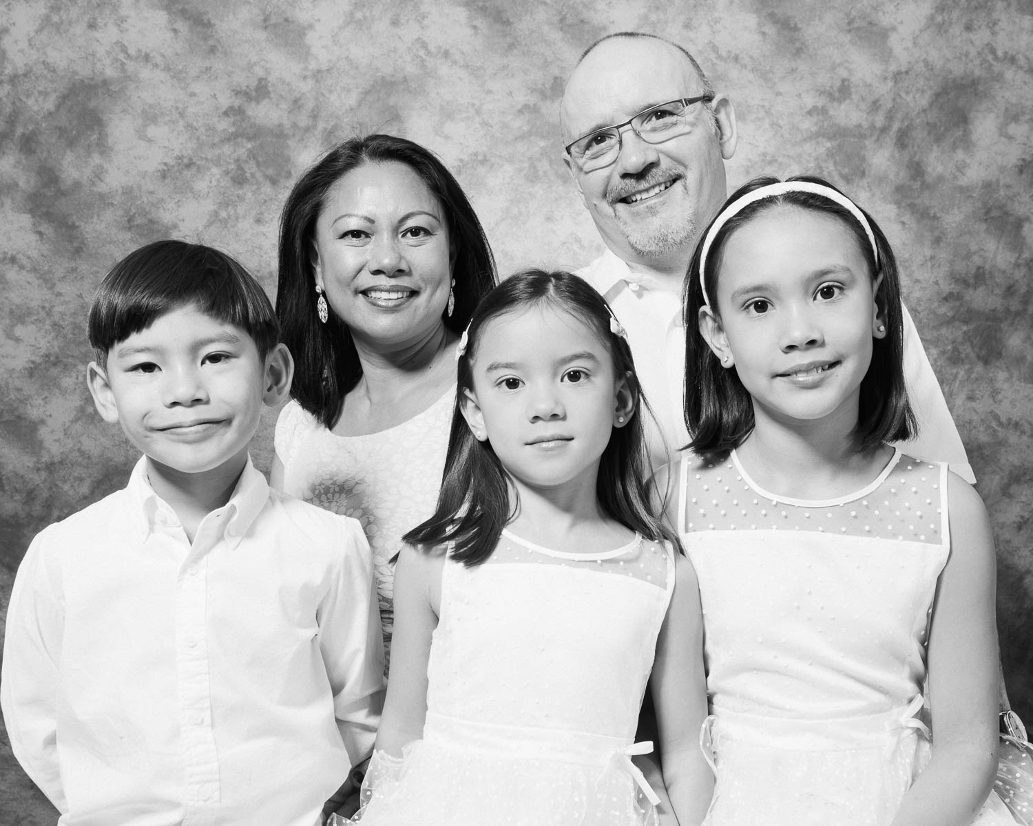  Family black and white portrait in studio  