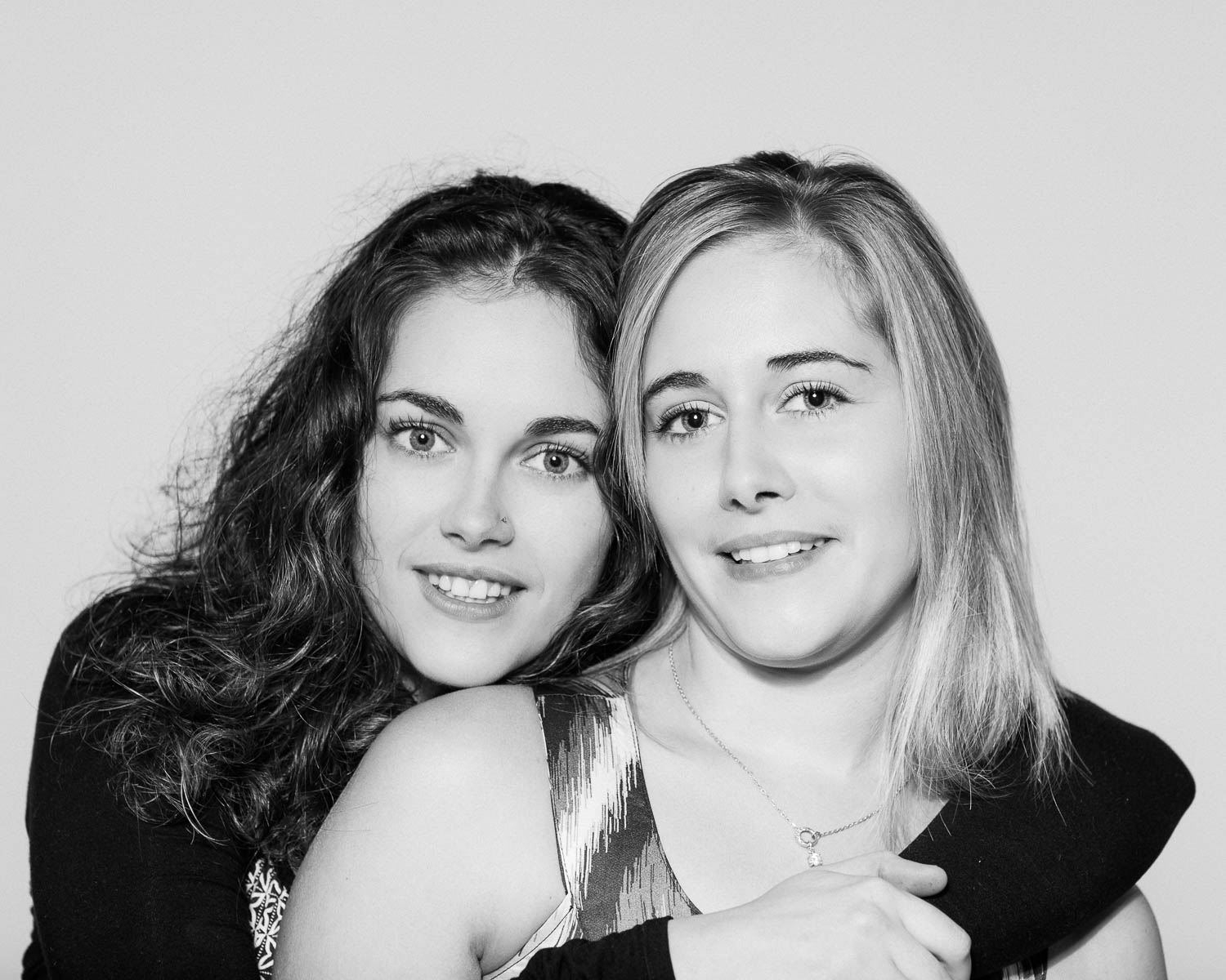  sisters black and white portrait in studio 