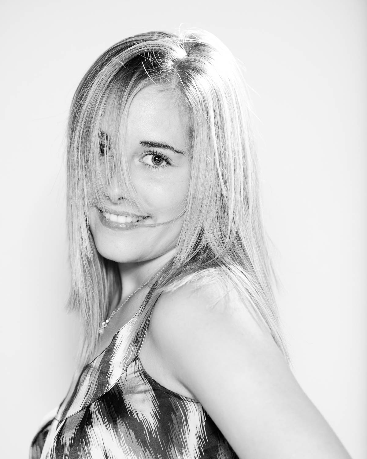  black & white woman portrait in studio 