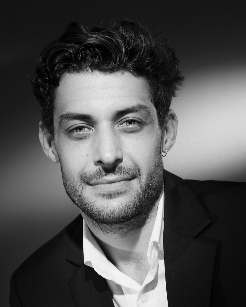  man corporate black and white portrait in studio 